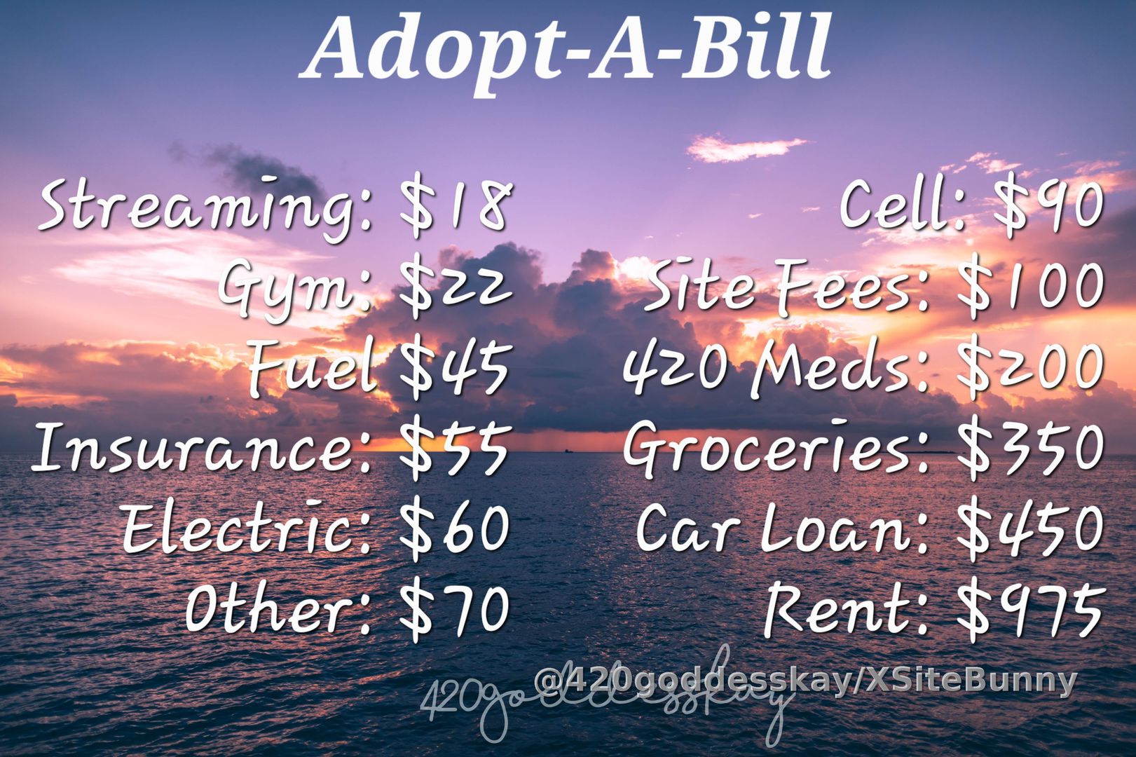 Make yourself useful, & adopt a bill of Mine. FinDom