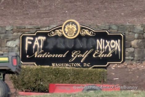 Someone vandalized the sign at Trump National Golf Club Washington D.C. in Sterling, Virginia.

It now reads 