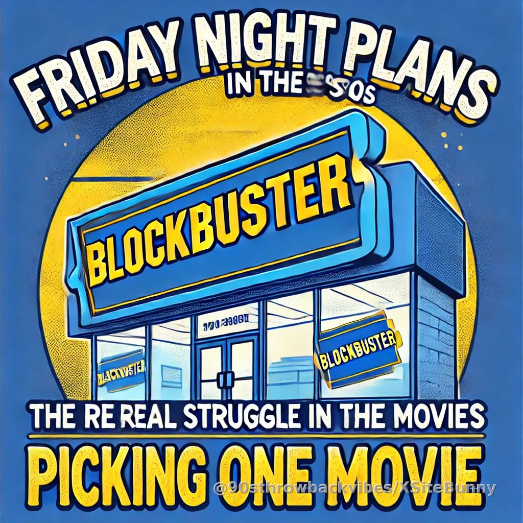 Friday nights at Blockbuster hit different. The real pressure was choosing ONE movie. #90sVibes