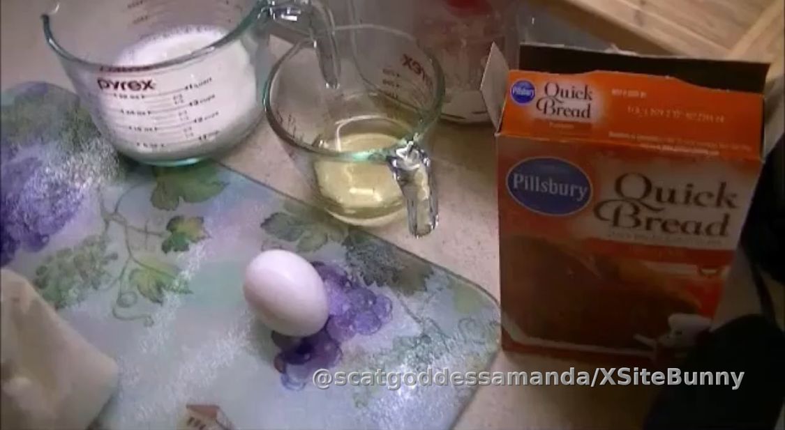 Pumpkin Scat Muffins

I’m ready to prepare pumpkin scat muffins for you. First, I combine all the pumpkin bread boxed ingredients in the kitchen. I get a fresh shit log to add to the ingredients. I spoon out a layer of batter in the muffin pan. I split up the shit log to put piece of shit in each muffin. To top it all off, I add another layer of pumpkin batter. My pumpkin scat filled muffins are ready to be baked in the oven for you to eat. 