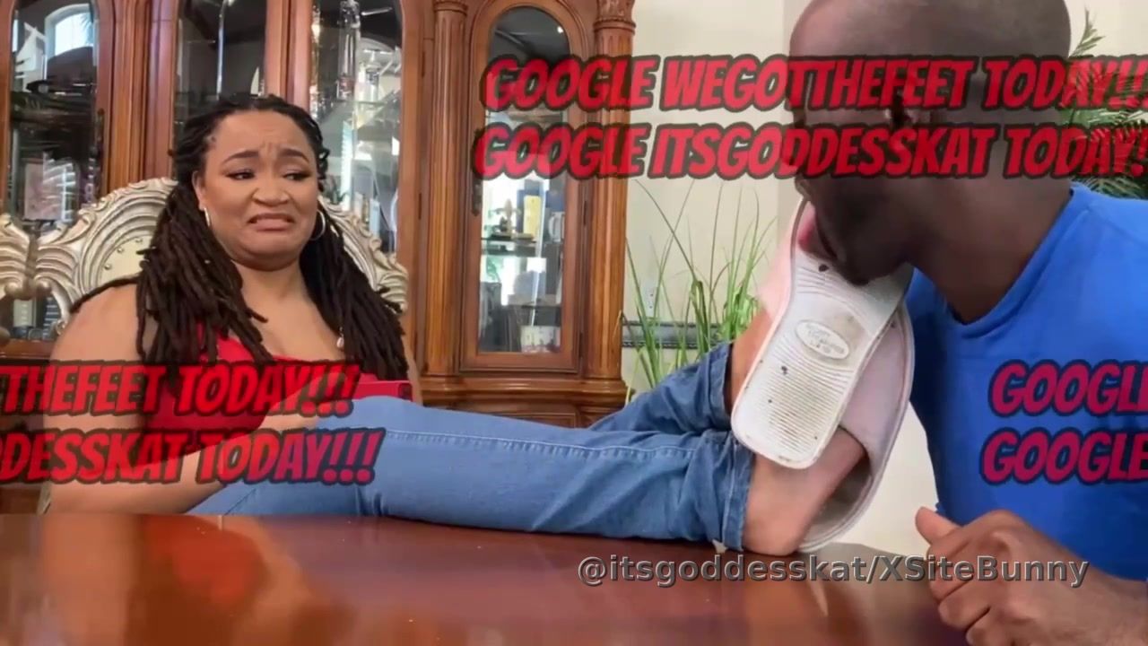 Gag on My Foot Bitch 

Goddess Kat teases him making him lick her slippers. She laughs at him while he makes a fool of himself. She continues on humiliating him forcing him to clean her feet and gag on them too. 