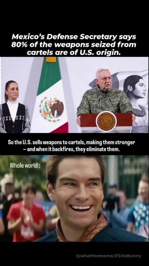 USA is responsible for supplying weapons to Mexican Cartels.