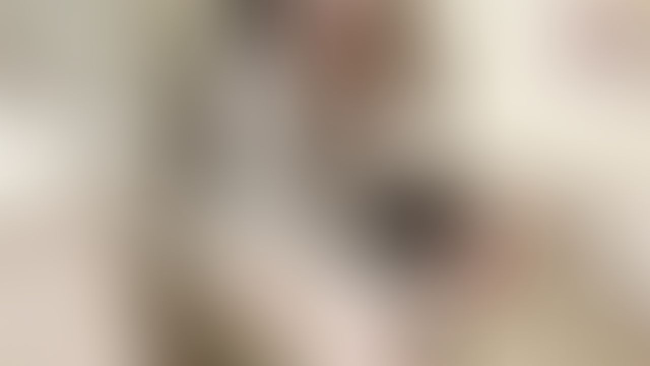 poo w/ head between legs, then licked clean